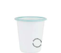 Becher aus weißer Emaille mit blauem Rand - 31 cl