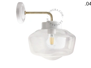 aplique en porcelana blanca y latón - pantalla de vidrio