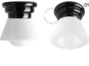 Art Deco-lampe i sort porcelæn Daniel