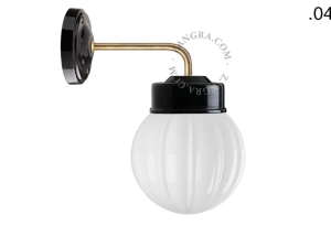 applique en porcelaine noire avec globe en verre