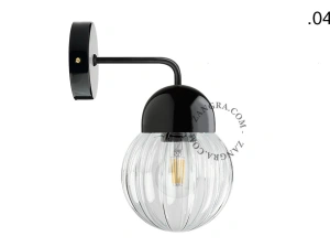 applique en porcelaine noire - globe en verre