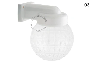zewnętrzna lub łazienkowa lampa ścienna biała porcelana ze szklanym kloszem - IP54