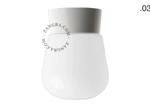 biała lampa ścienna lub sufitowa ze szklanym kloszem - Ø 11 cm