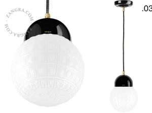 black porcelain pendant light - glass shade
