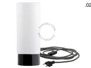 black porcelain table lamp - glass shade - Ø 10 cm