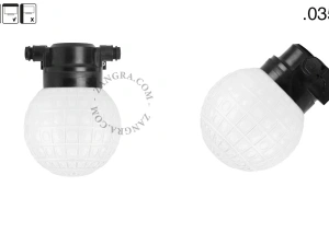 zewnętrzna lub łazienkowa czarna lampa ścienna - szklany klosz - IP54