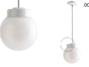 hvid porcelænspendellampe - glasskærm