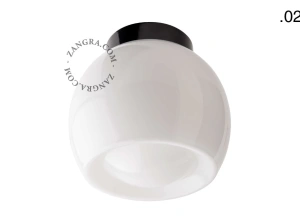sort bakelit væg- eller loftslampe – glas skærm - Ø 9 cm