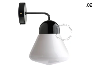 applique en porcelaine noire - globe en verre