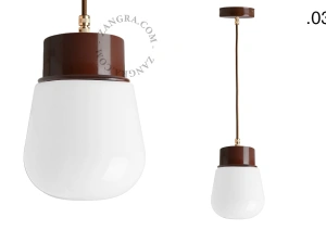 brun pendellampe - glasskærm - Ø 10 cm