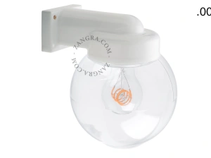 zewnętrzna lub łazienkowa lampa ścienna biała porcelana ze szklanym kloszem - IP54