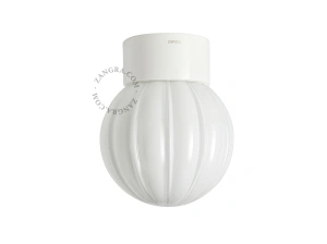 candeeiro de parede ou de teto em porcelana branca - abajur de vidro - Ø 10cm - IP54