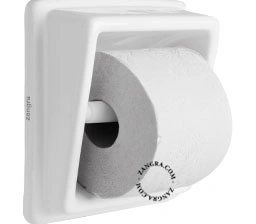 recessed porcelain toilet paper holder - white