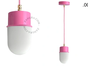 candeeiro suspenso rosa - abajur de vidro - Ø 8,5cm