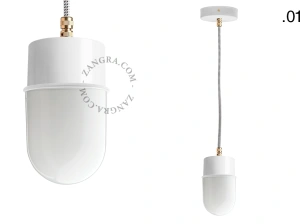 weiße Hängeleuchte - Glasschirm - 8,5cm