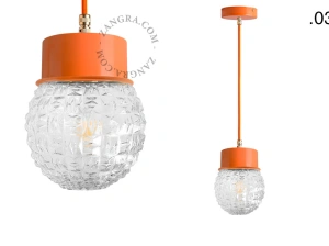 orange pendellampe - glasskærm - Ø 10 cm