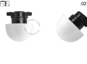 badrum svart vägglampa med glasskärm - IP54