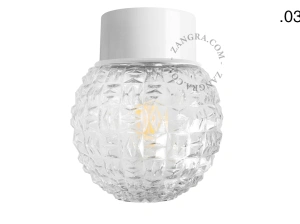 lampa ścienna lub sufitowa biała - szklany klosz  - Ø 10 cm