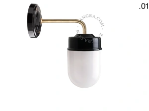 applique en porcelaine noire avec globe en verre