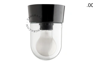 svart vägg- eller taklampa - glasskärm - Ø 11 cm