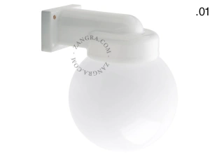 zewnętrzna lub łazienkowa lampa ścienna biała porcelana ze szklanym kloszem - IP54