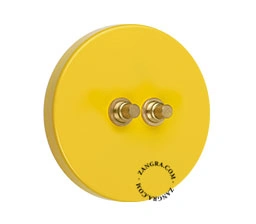 interruptor amarelo - duplo botão de pressão em latão