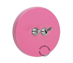 interruptor y pulsador rosa simple o conmutado - palanca y botón de latón niquelado