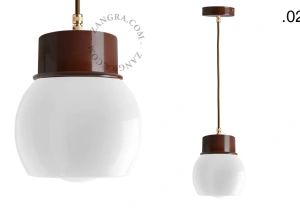 brun pendellampe - glasskærm - Ø 10 cm