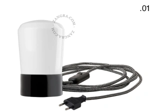 black porcelain table lamp - glass shade - Ø 10 cm