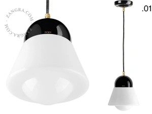 black porcelain pendant light - glass shade