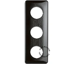 marco triple de baquelita negra para interruptores y enchufes
