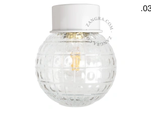lampa ścienna lub sufitowa biała - szklany klosz  - Ø 10 cm