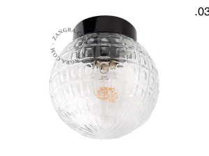 sort bakelit væg- eller loftslampe – glas skærm - Ø 9 cm