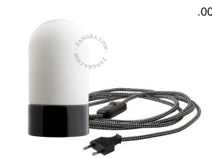 black porcelain table lamp - glass shade - Ø 10 cm