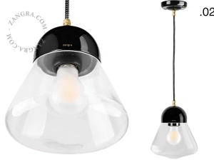black porcelain pendant light - glass shade