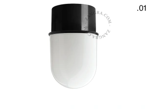 schwarze Wand- oder Deckenleuchte - Glasschirm - Ø 8 cm