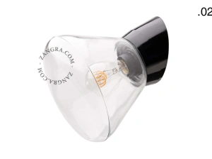 czarna lampa ścienna ze szklanym kloszem - Ø 11 cm