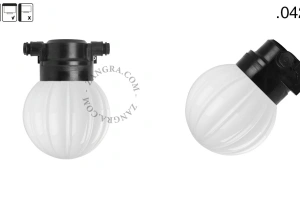 zewnętrzna lub łazienkowa czarna lampa ścienna - szklany klosz - IP54