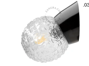 czarna lampa ścienna ze szklanym kloszem - Ø 11 cm