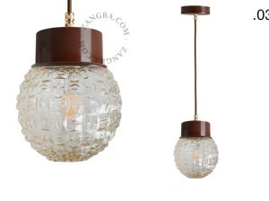 brun pendellampe - glasskærm - Ø 10 cm