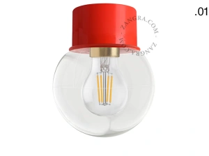 czerwona lampa ścienna lub sufitowa - szklany klosz - Ø 8 cm
