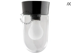 svart vägg- eller taklampa - glasskärm - Ø 11 cm