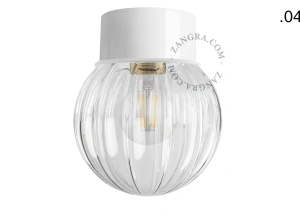 lampa ścienna lub sufitowa biała - szklany klosz  - Ø 10 cm