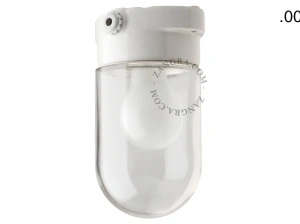Leuchte aus weißem Porzellan für das Badezimmer Ø 9,5 cm – Glasschirm - IP54