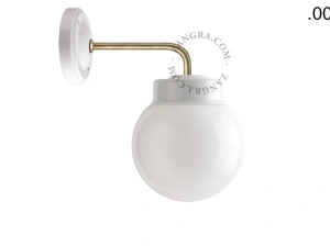 aplique en porcelana blanca y latón - pantalla de vidrio