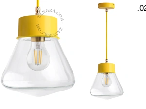 yellow pendant light - glass shade - Ø 10 cm
