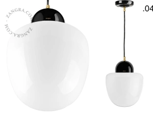 black porcelain pendant light - glass shade