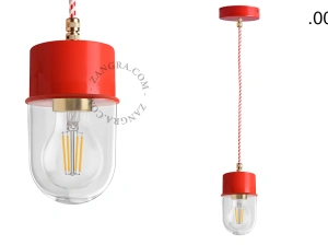 suspension rouge - globe en verre - Ø 8,5 cm