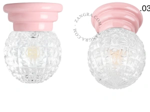 Art Deco-lampe i rosa porcelæn Daniel