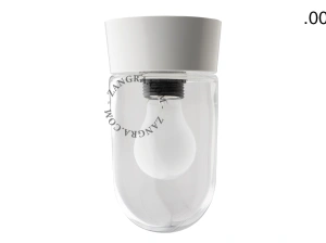biała lampa ścienna lub sufitowa ze szklanym kloszem - Ø 11 cm